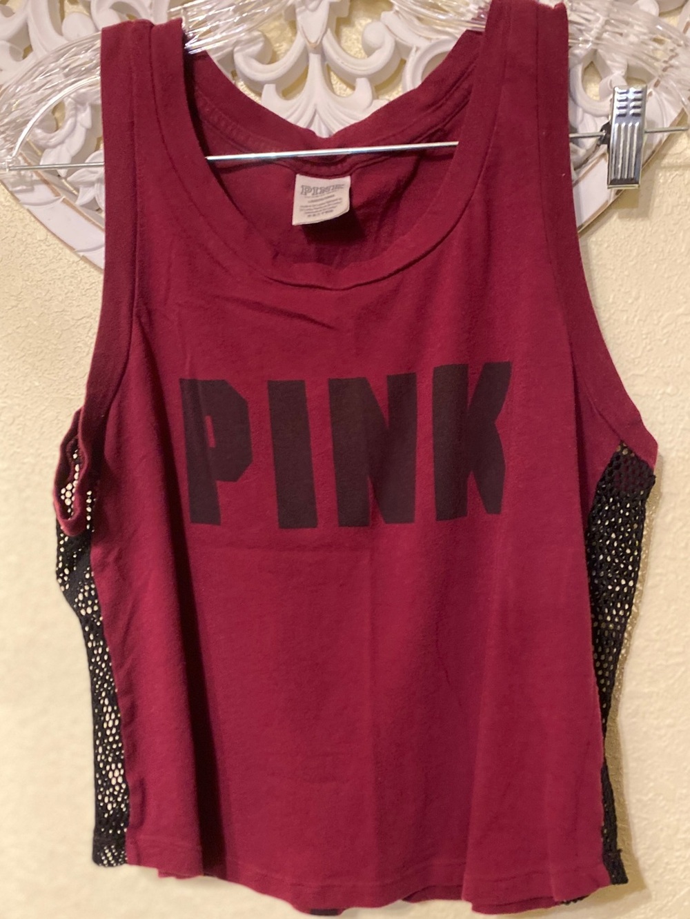 PINK Y2K Victoria's Secret Maroon Tank with Black Logo